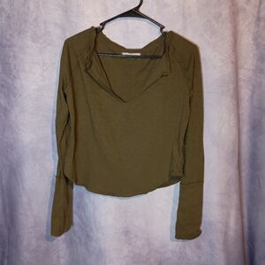 We The Free Olive Green Long Sleeve Top